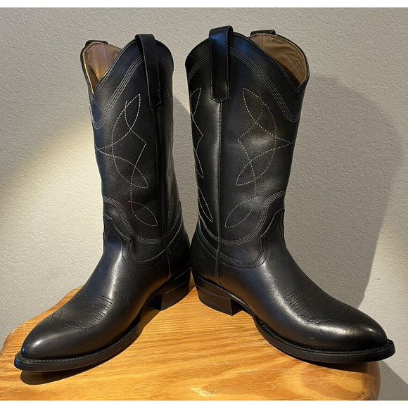 Alvies Boots Men 8.5 D Black Leather Classic Western * Display Pair * NWOB main image 5